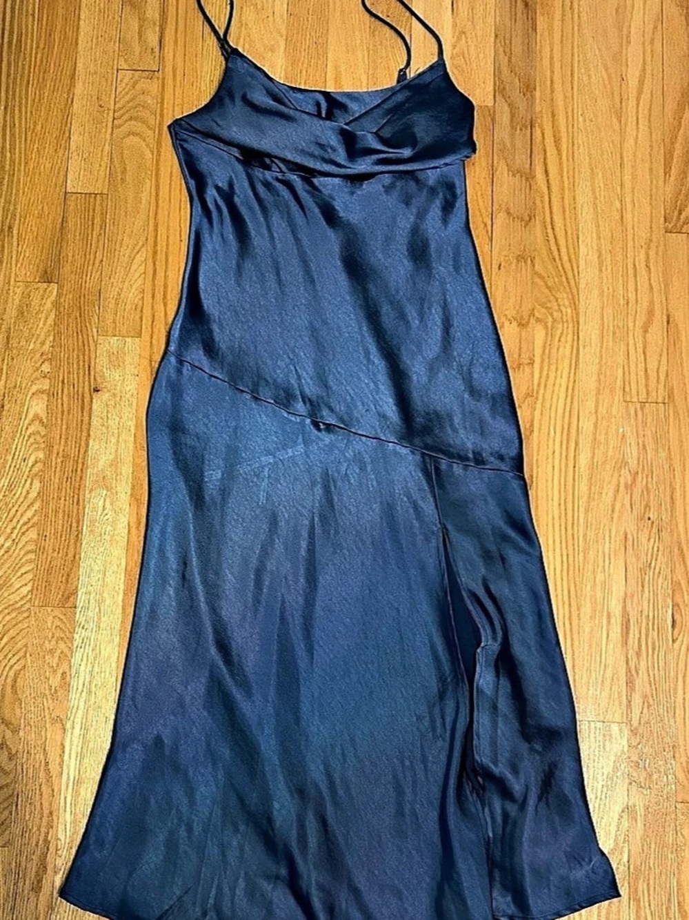 Satin Midi Dress in Blue Like New